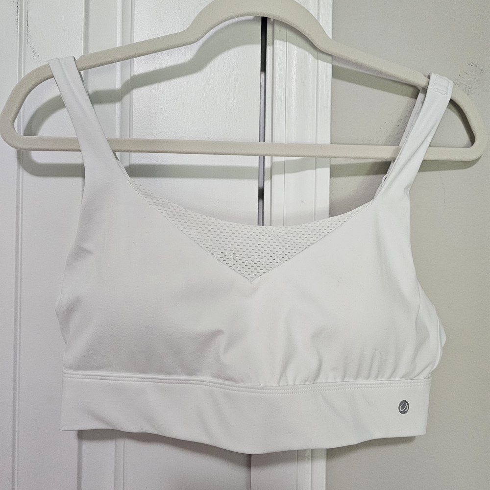 CRZ YOGA White Mesh-Front Sports Bralette